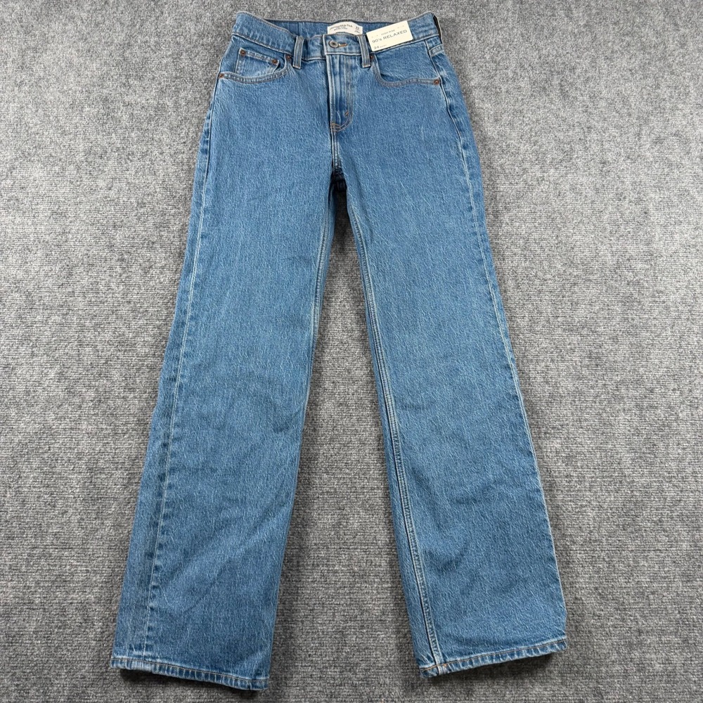 Abercrombie & Fitch Jeans Womens 24 Blue High Rise 90s Relaxed Denim New